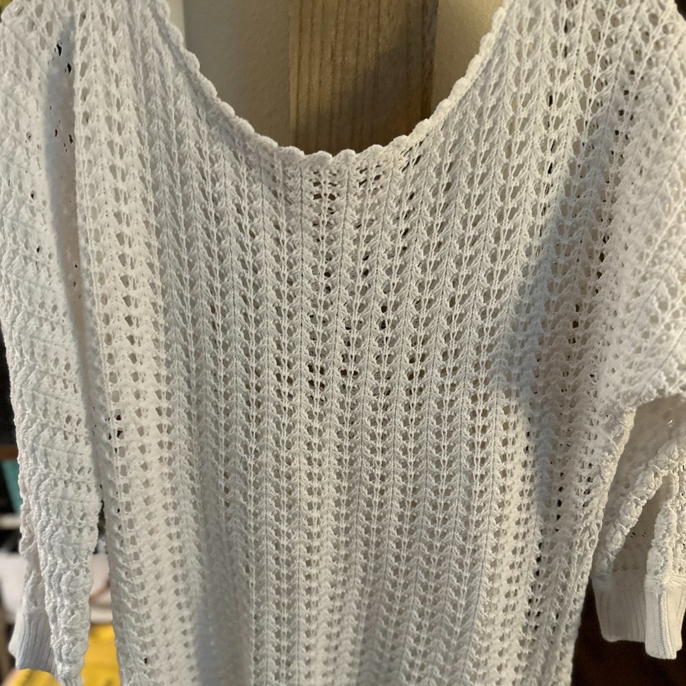 FREE PEOPLE CROCHET TUNIC TOP WHITE SIZE LARGE
